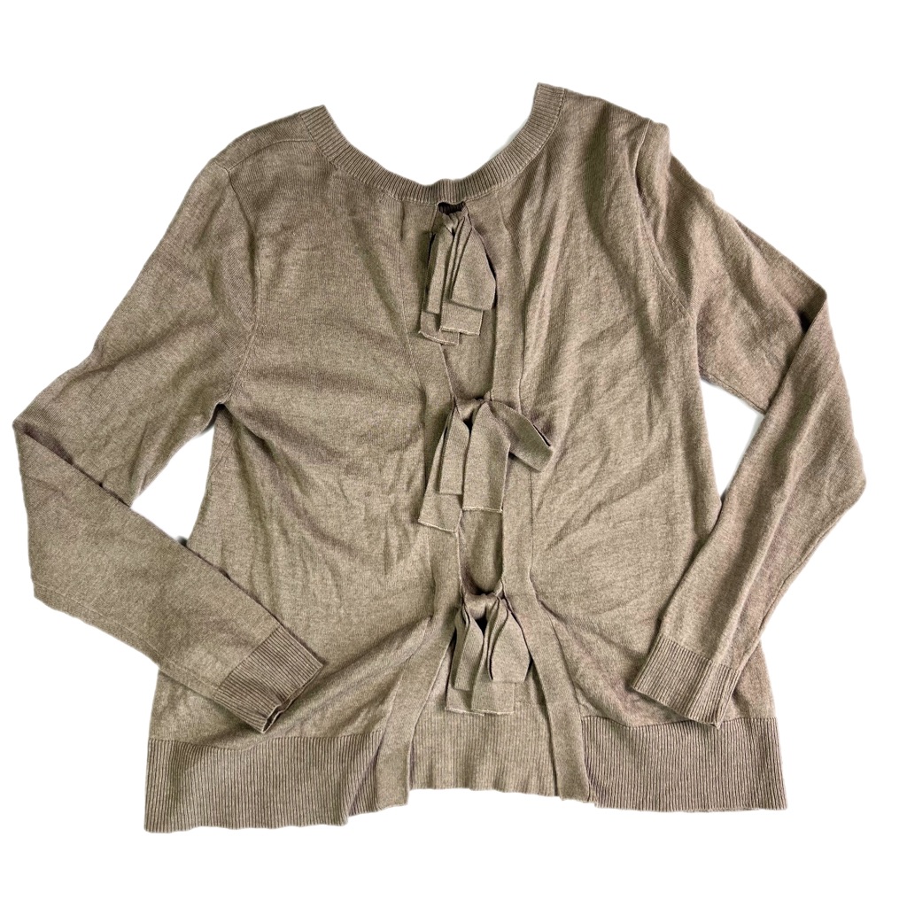 New York And Company Three Tie Back Sweater Tan S